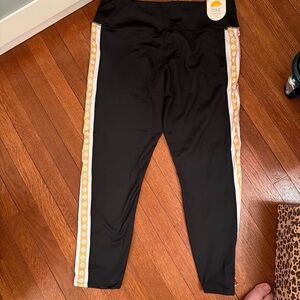 C&C California Black Leggings with Yellow Side Trim